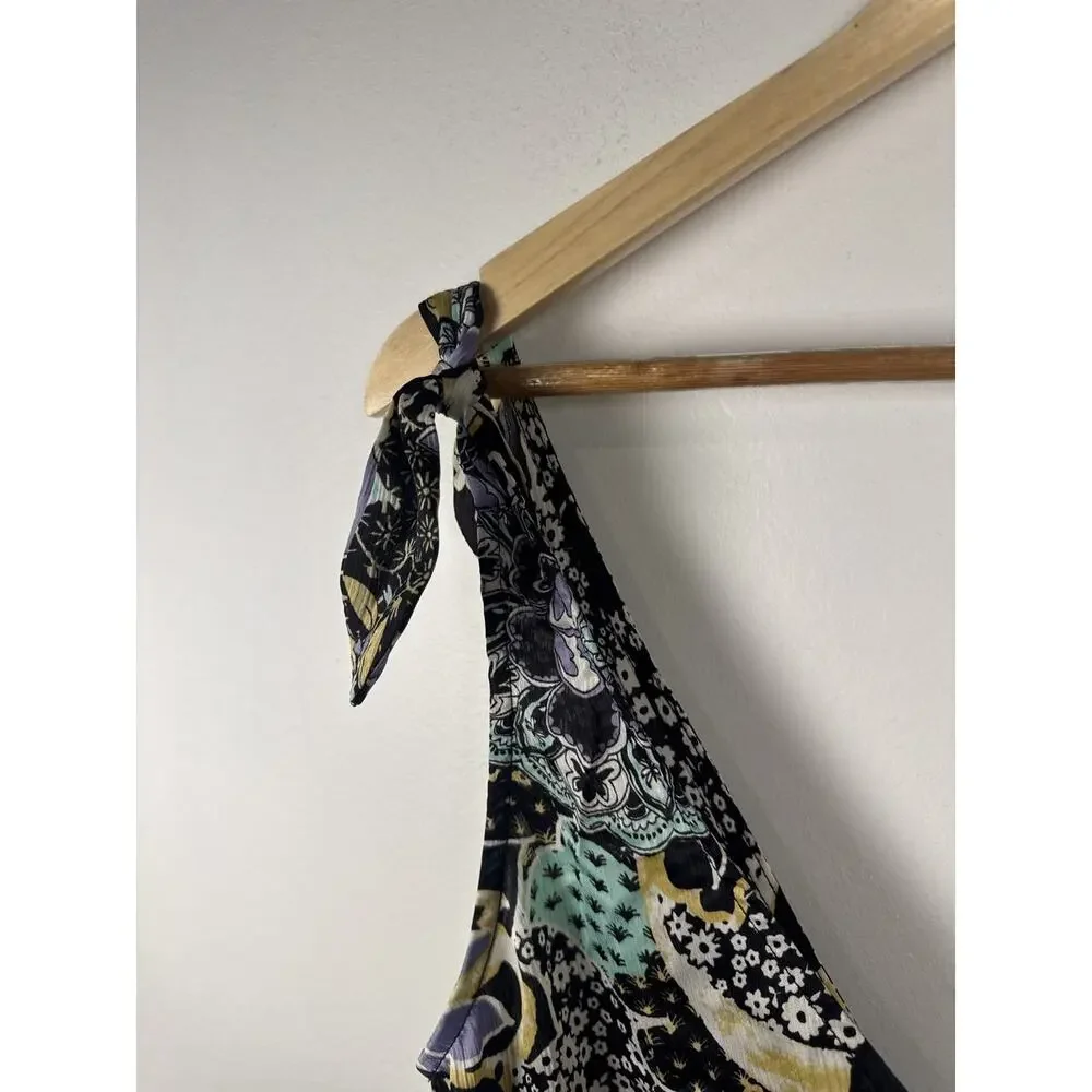 Free People Montauk Floral Tie-Shoulder Crop Tank Top, Small NWT